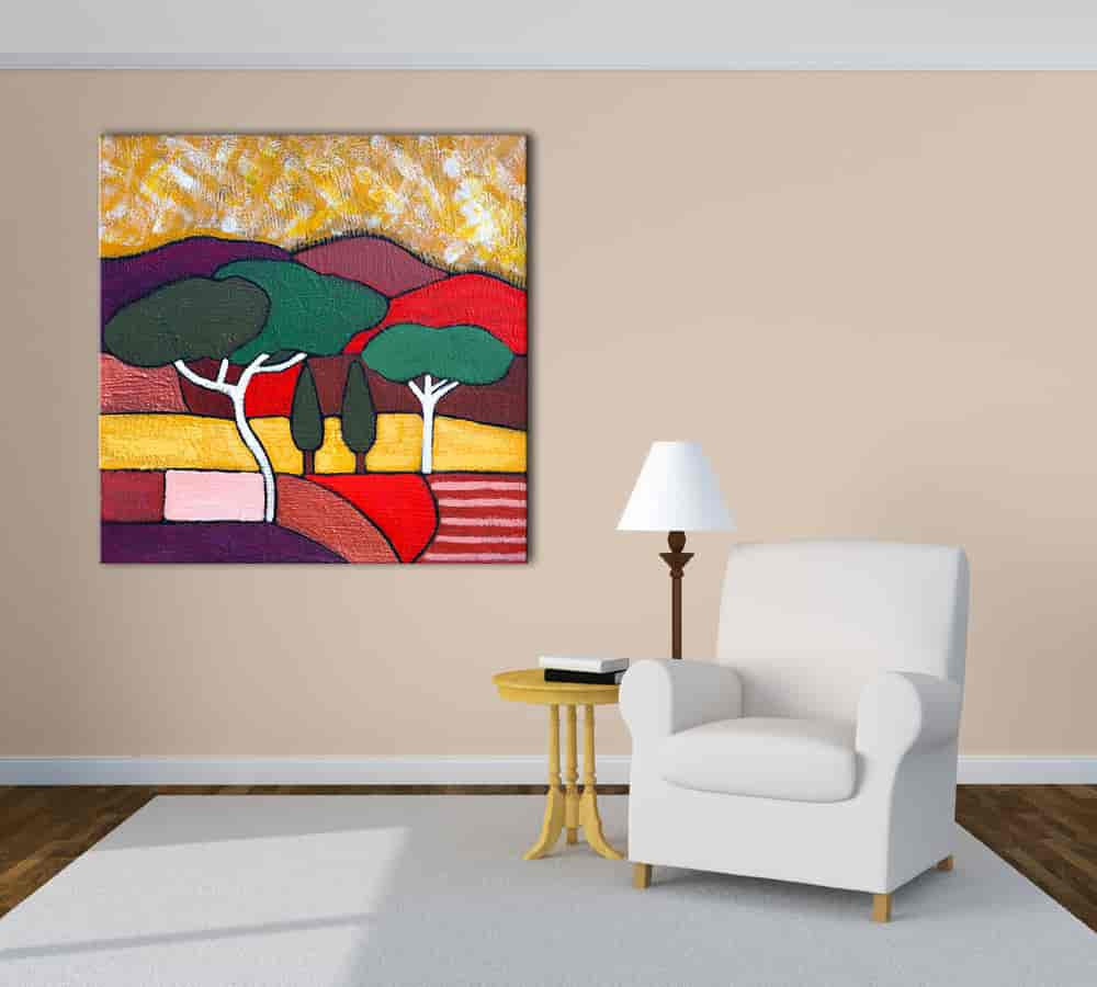Roman Pine in Autumn on the wall