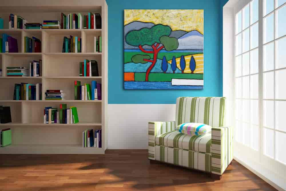 Roman Pine in Spring on the wall