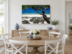 Shade Tree Shoreline coastal canvas print on the wall of a Hamptons dining room