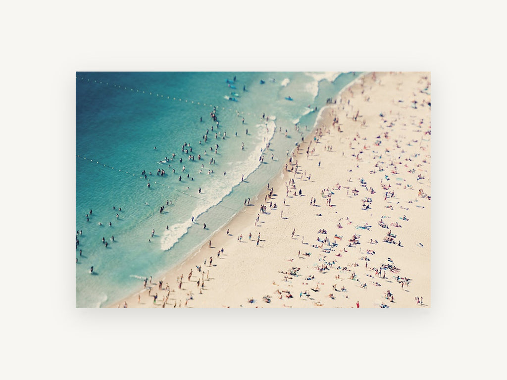 Crowded Summer Shore, coastal canvas wall art print, front view