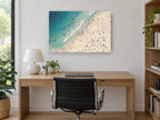 Crowded Summer Shore coastal canvas print on the wall of a study