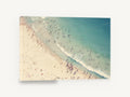 Summer Shore Crowd, aerial beach crowd tilt-shift photograph, coastal canvas wall art print ready to hang