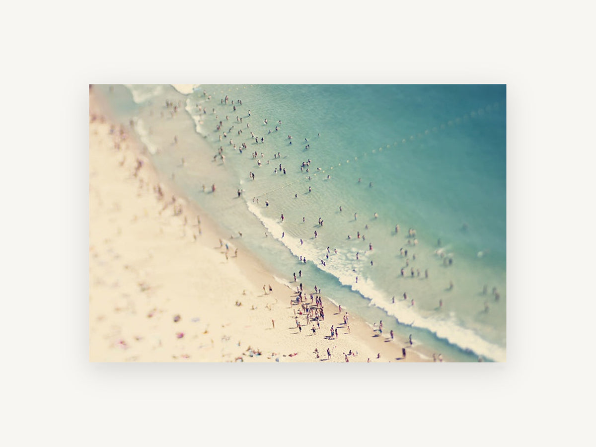 Summer Shore Crowd, coastal canvas wall art print, front view