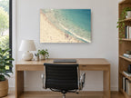 Summer Shore Crowd coastal canvas print on the wall of a study