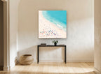 Crowded Shore Day coastal canvas print on the wall of a hallway