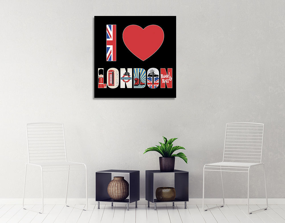 I Love London Wall Art Print on the wall