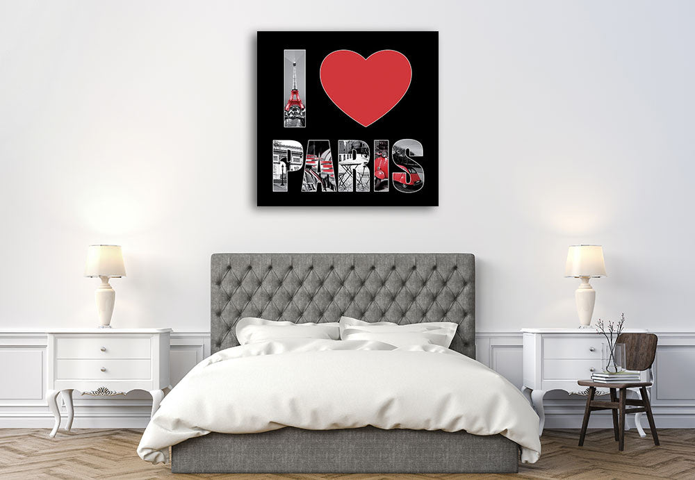 I Love Paris Wall Art Print on the wall