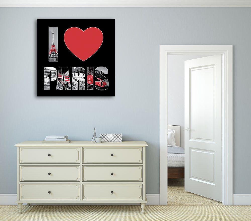 I Love Paris Wall Art Print on the wall