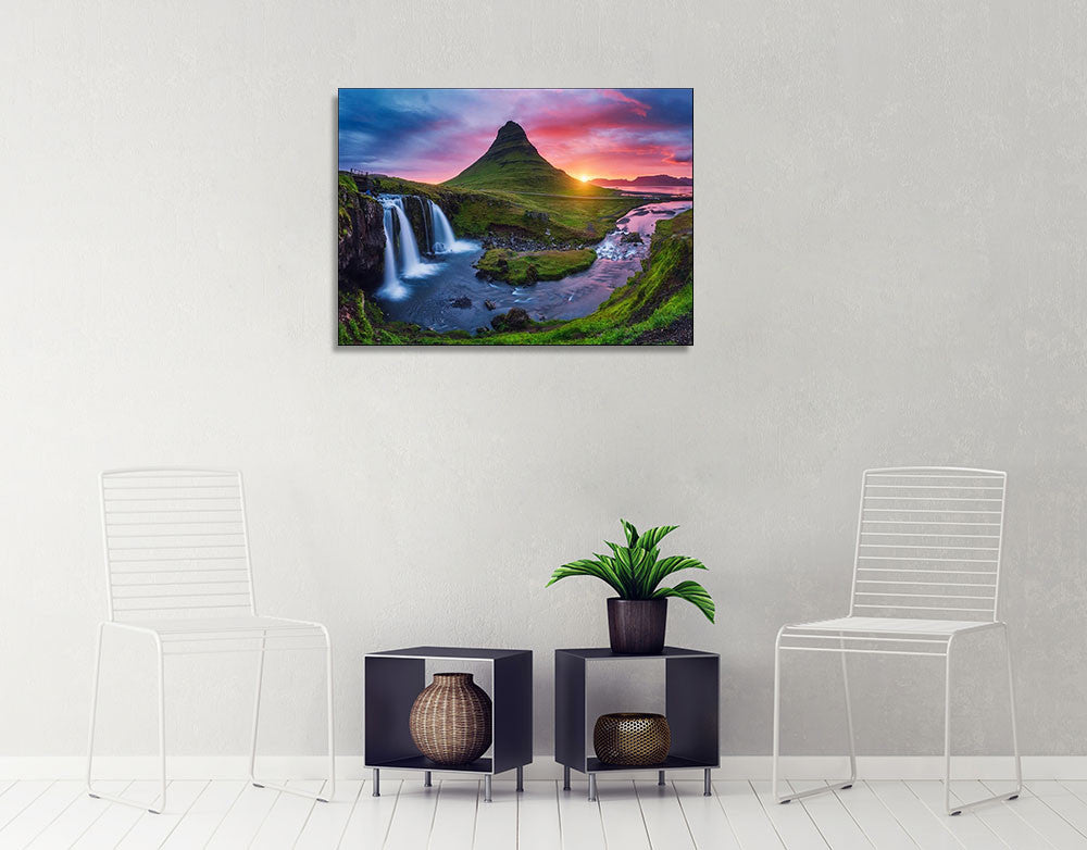 Iceland Kirkjufell Waterfall Wall Print on the wall