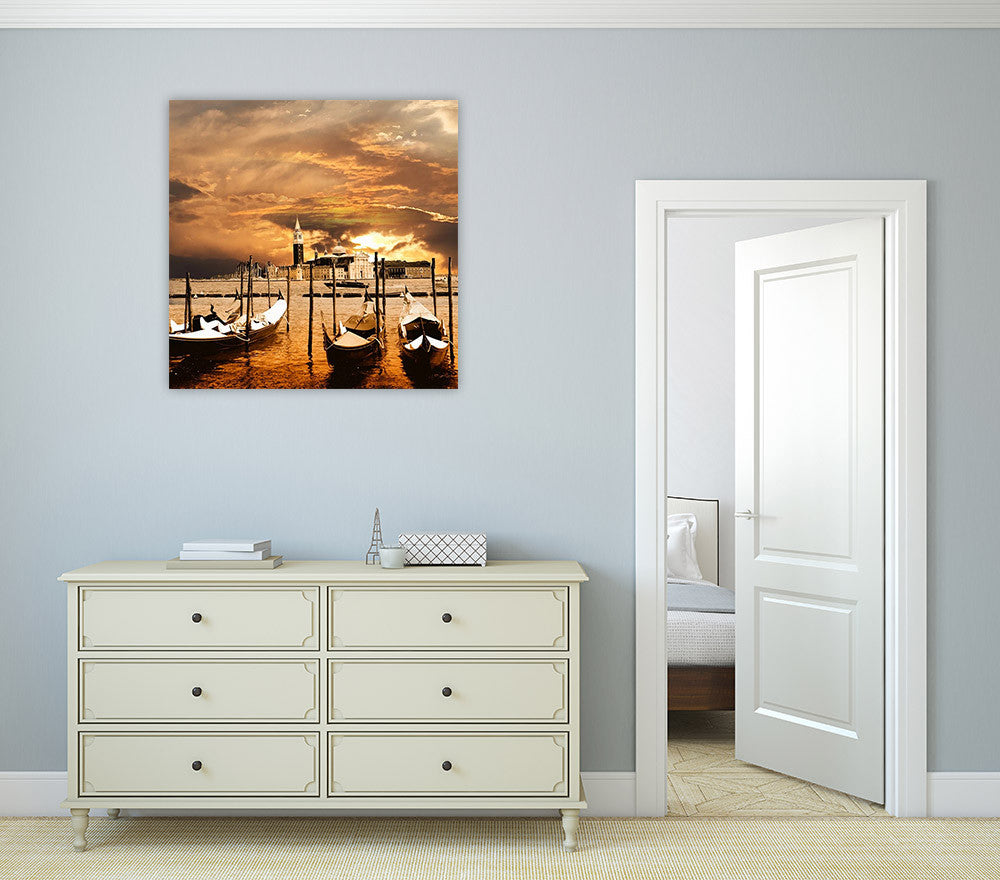 Orange Square Canvas Art Print on the wall