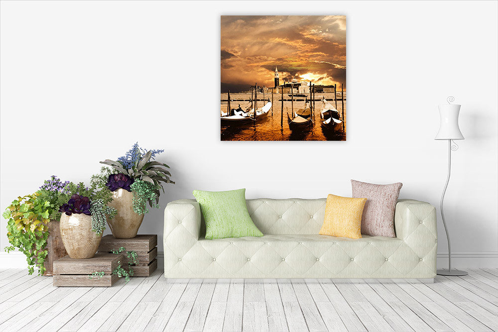 Orange Square Canvas Art Print on the wall
