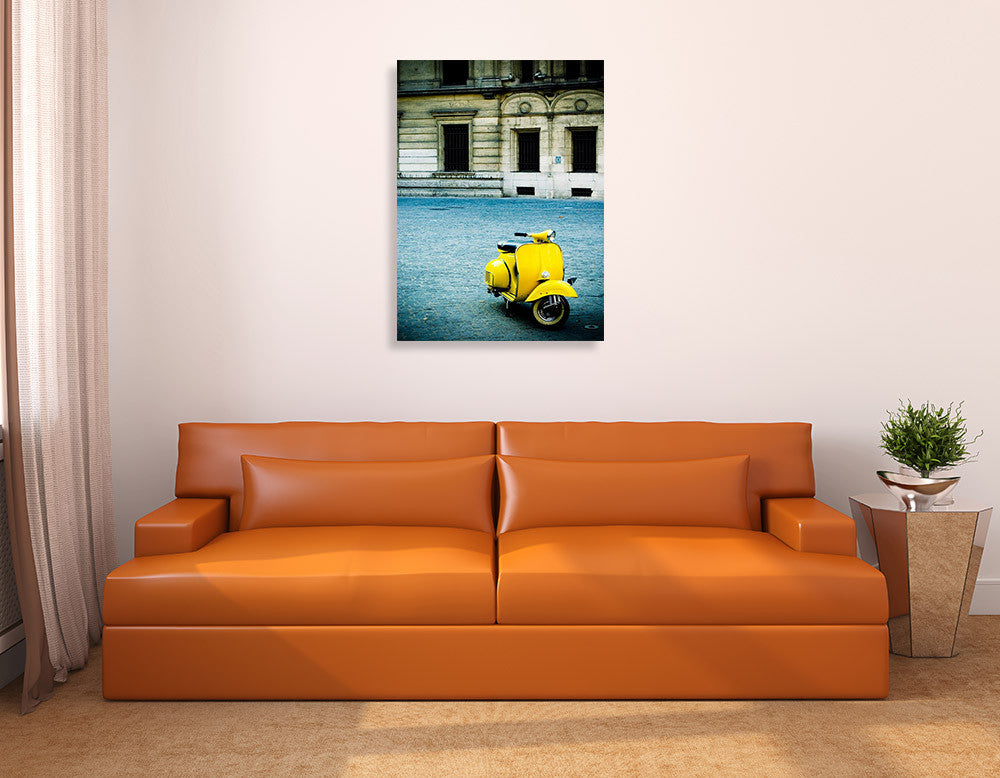 Italy Yellow Vespa Wall Print on the wall