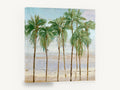 Palms on Pale Shore, tall palm trees beach painting, landscape canvas wall art print ready to hang