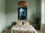 Moonlit Rose Garden Dance floral canvas print on the wall of a bedroom