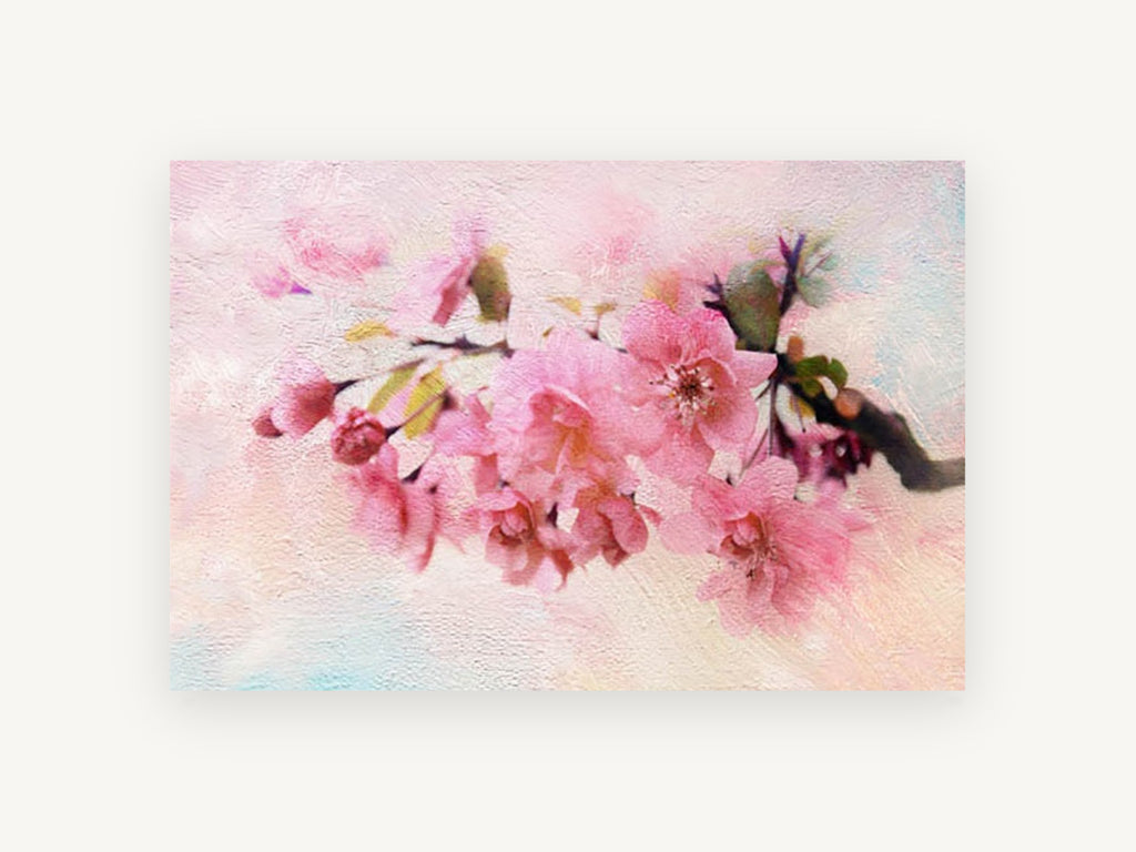 Blush Apple Blossom Branch, floral canvas wall art print, front view