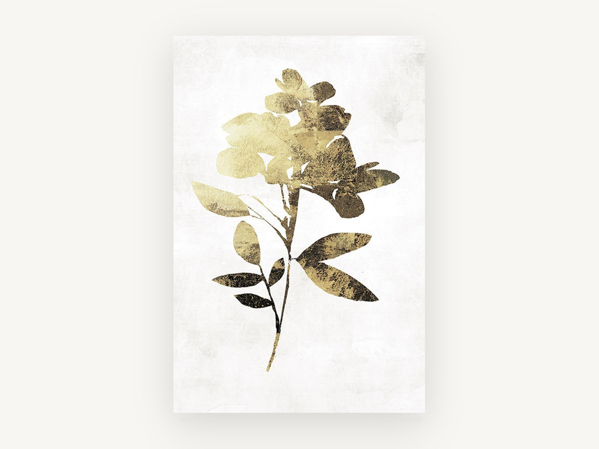 Gilded Blossom Stem, floral canvas wall art print, front view