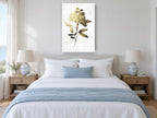 Gilded Blossom Stem floral canvas print on the wall of a coastal bedroom