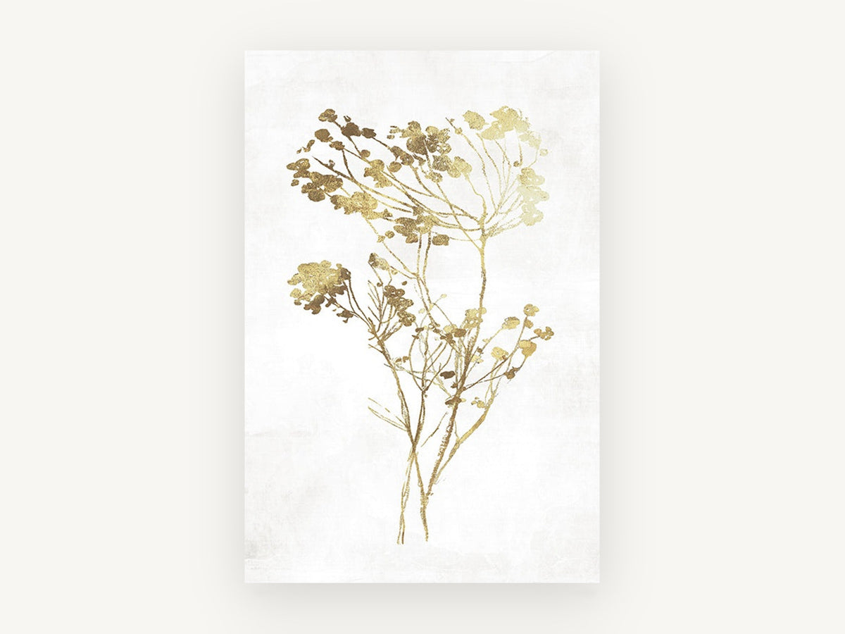 Golden Meadow Sprigs, floral canvas wall art print, front view