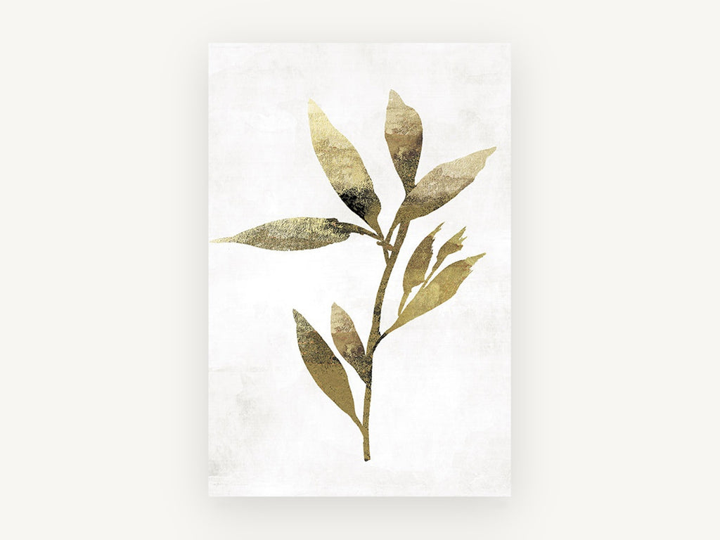 Gilded Olive Sprig, floral canvas wall art print, front view