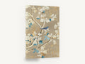 Bluebird Among Gilded Boughs, blue bird blossom branch chinoiserie, floral canvas wall art print ready to hang