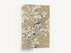 Bluebird Among Gilded Boughs, blue bird blossom branch chinoiserie, floral canvas wall art print ready to hang