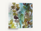 Teal Mist Leaf Stems, watercolour leaf stems teal and olive, floral canvas wall art print ready to hang