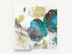 Lagoon Petal Drift, teal abstract watercolour flowers, floral canvas wall art print ready to hang