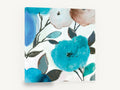 Aqua Bloom Drift, aqua blue watercolour floral painting, floral canvas wall art print ready to hang