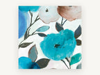 Aqua Bloom Drift, floral canvas wall art print, front view