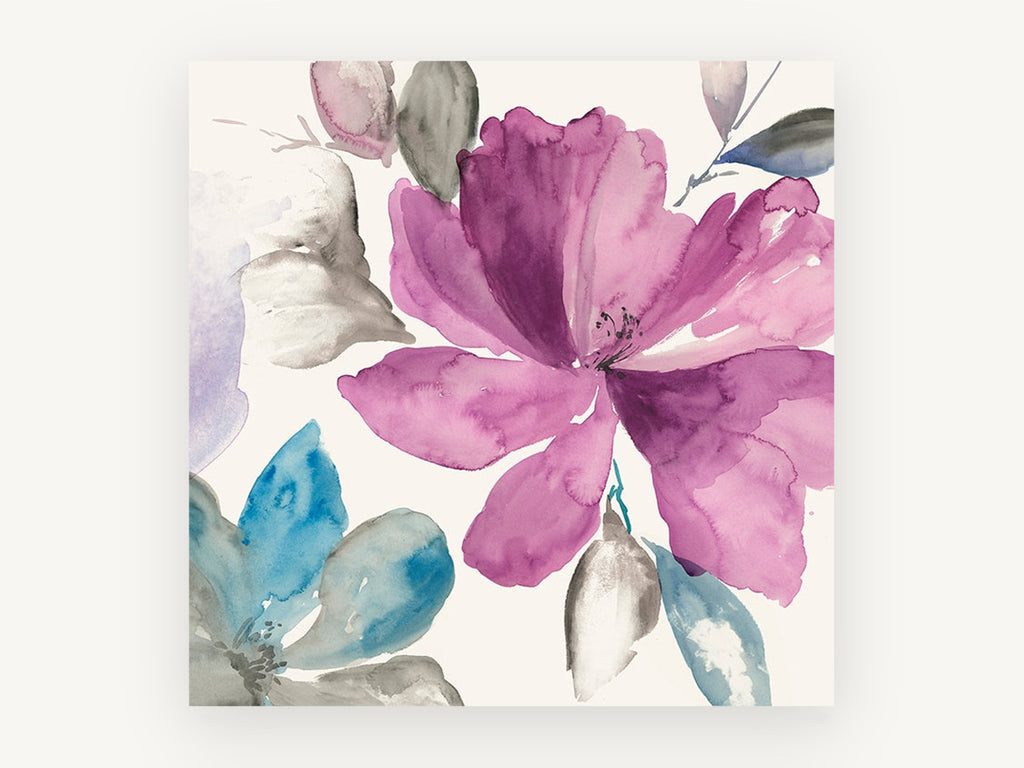 Magenta Bloom Wash, floral canvas wall art print, front view