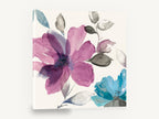 Plum and Teal Blooms, pink purple watercolour flowers teal, floral canvas wall art print ready to hang