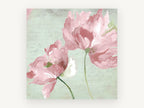 Blush Peonies on Script, vintage canvas wall art print, front view