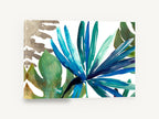 Teal Palm Fan, blue tropical palm leaf watercolour, coastal canvas wall art print ready to hang