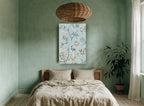 Gilded Rose Chinoiserie floral canvas print on the wall of a bedroom