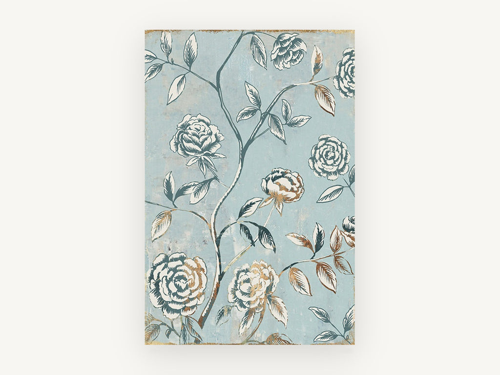 Gilded Rose Chinoiserie, floral canvas wall art print, front view