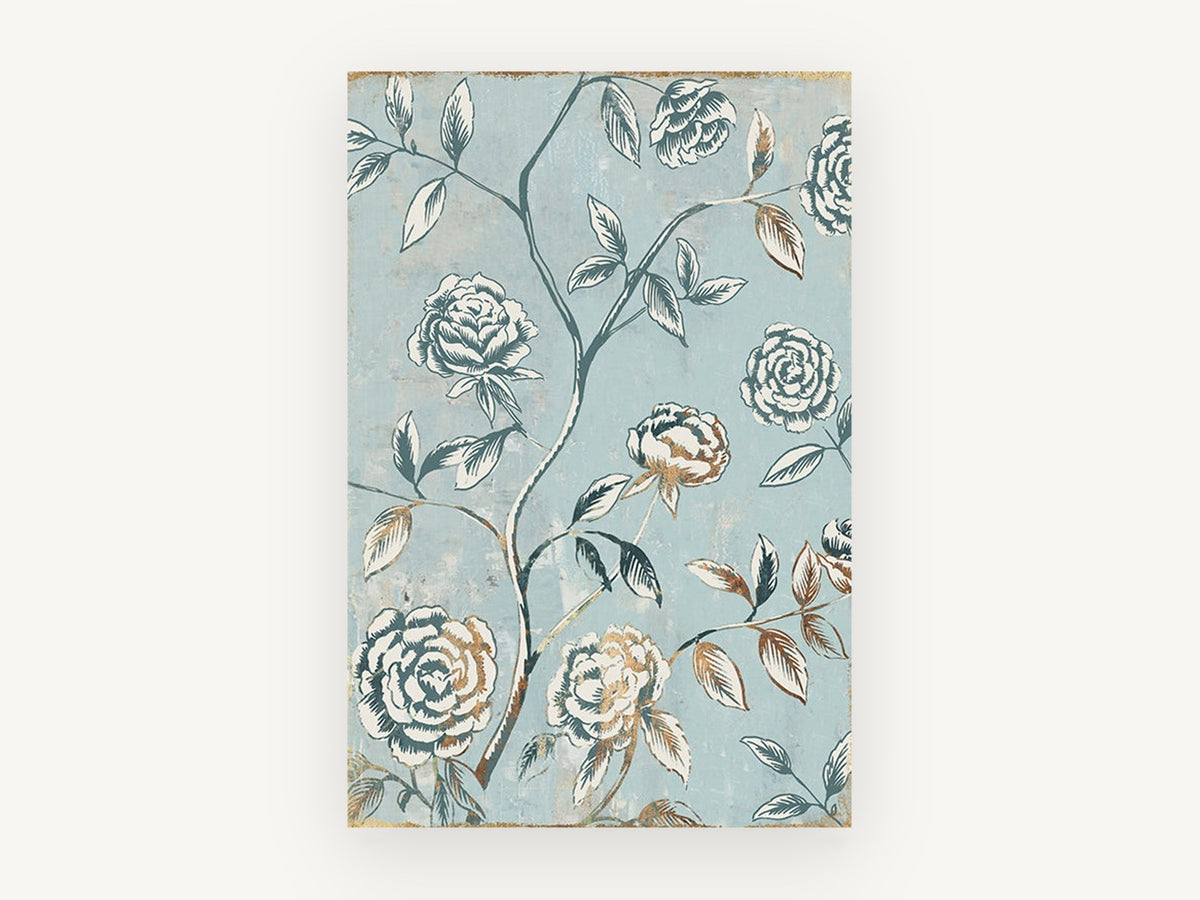Gilded Rose Chinoiserie, floral canvas wall art print, front view