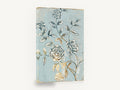 Gilded Rose Trellis, blue and gold rose branch illustration, floral canvas wall art print ready to hang