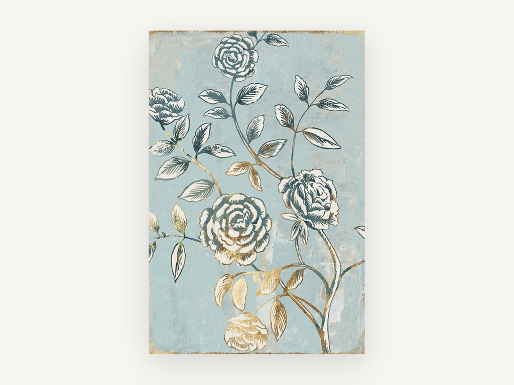 Gilded Rose Trellis, floral canvas wall art print, front view