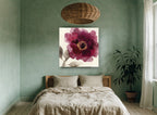 Burgundy Bloom Study floral canvas print on the wall of a bedroom