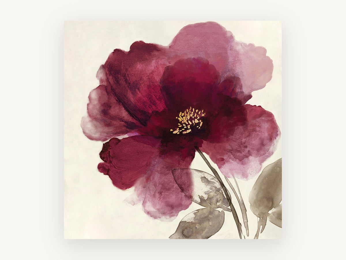 Plum Petal Whisper, floral canvas wall art print, front view