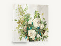 Cream Roses Teal Foliage, white rose bouquet floral painting, floral canvas wall art print ready to hang