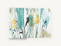 Teal Meadow Wash, abstract teal and yellow floral watercolour, floral canvas wall art print ready to hang