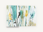 Teal Meadow Wash, abstract teal and yellow floral watercolour, floral canvas wall art print ready to hang