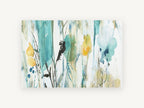 Teal Meadow Wash, floral canvas wall art print, front view