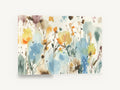 Loose Meadow Wash, yellow and blue watercolour wildflowers, floral canvas wall art print ready to hang