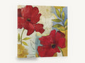 Scarlet Poppies on Blue, red poppies floral painting, floral canvas wall art print ready to hang