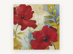 Scarlet Poppies on Blue, floral canvas wall art print, front view