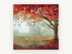 Crimson Maple Mist, floral canvas wall art print, front view