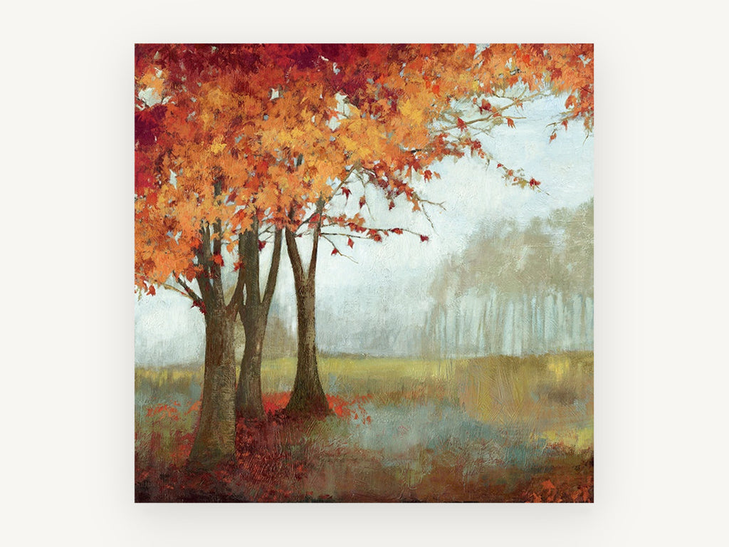 Autumn Maples in Mist, floral canvas wall art print, front view