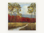 Crimson Grove Meadow, floral canvas wall art print, front view
